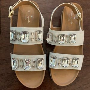 Kate Spade 7.5 White rhinestone footbed sandals